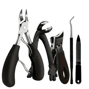 5pcs Professional Heavy-Duty Toenail Clipper Set, Stainless Steel Blades, for Ingrown & Thick Nails, Includes Storage Case, Unisex