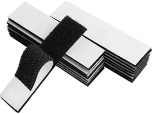 1x4 inch Hook and Loop Strips with Adhesive - 15 Sets, Strong Back Adhesive Fasten Mounting Tape for Home or Office Use - Instead of Holes and Screws, Black