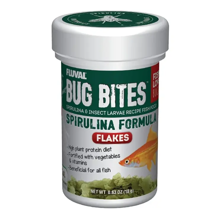 Fluval Bug Bites Spirulina Flakes - for all aquarium fish, especially omnivorous species such as guppies, platies, swordtails, mbuna cichlids