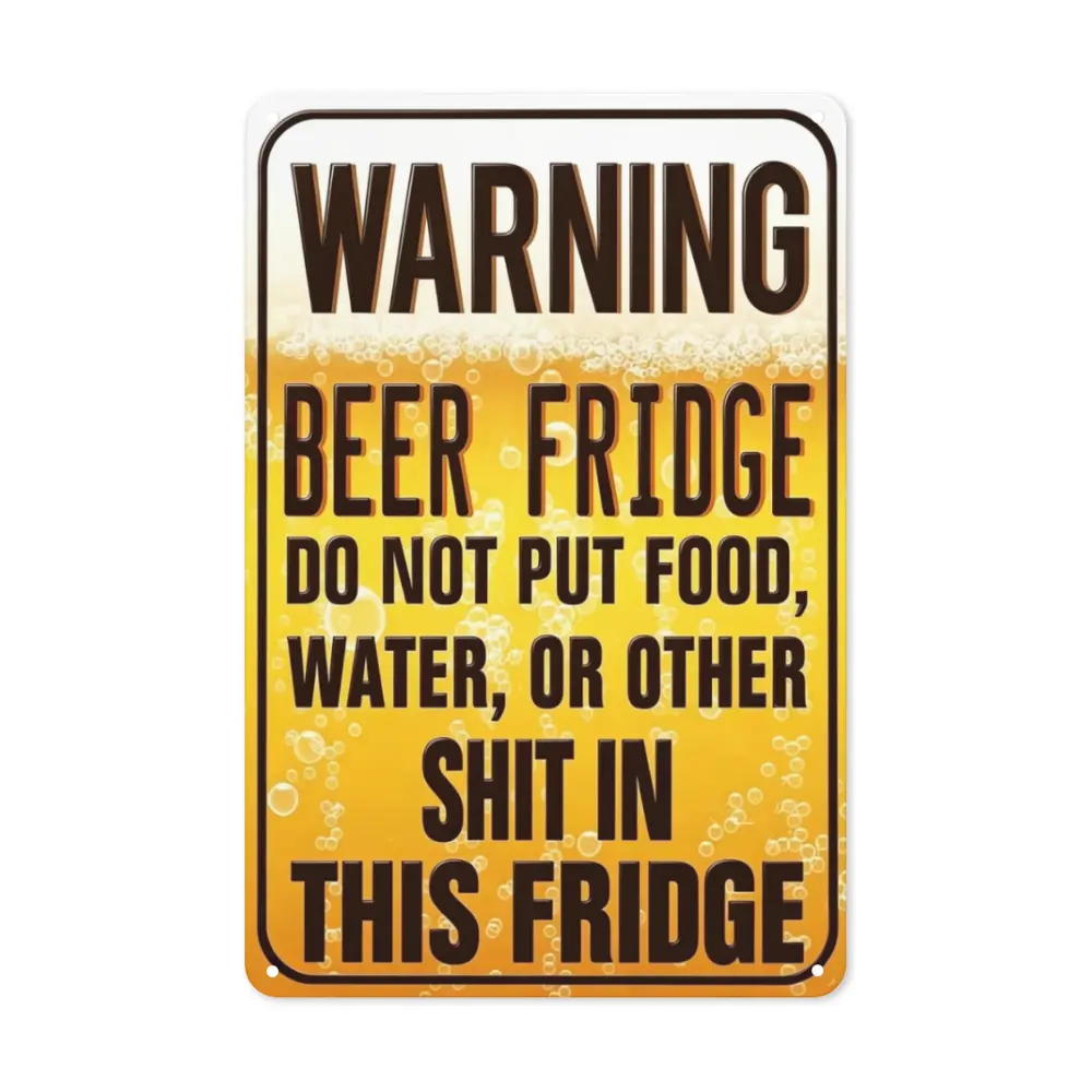 Vintage Hanging Iron Tin Bar Sign - Funny Humor Rectangular Home Supplies Plaque, Fridge Decor Wall Hanging Plaque for Bar Man Cave, No-Electricity Needed (1pc)