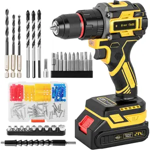 Brushless Cordless Drill Set, PowerDrill with 2.0Ah Battery and Charger, 575 Inch Pounds, 3/8" Metal Keyless Chuck ElectricDrill, Compact Design, 25+1Position, 87Pcs Accessories, Gifts for Dad Men
