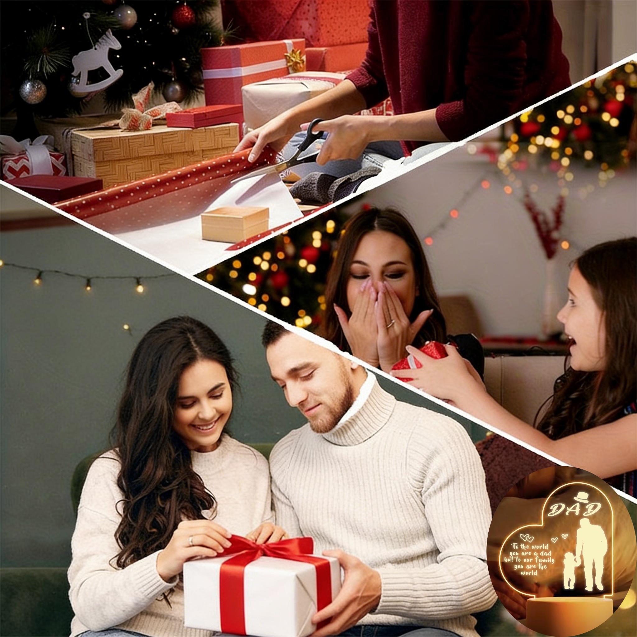 Dad Night Light, 2D Acrylic Heart Shaped Father & Child Desk Lamp, Personalized Father's Day Gift for Dad, Warm White LED Bedside Lamp, Birthday Christmas Thanksgiving Gift for Dad, USB Powered Home Decor Night Light