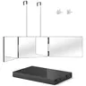 3-Way Anti-Fog HD Glass Mirror for Hair Cutting, Shaving & Makeup, Height-Adjustable Bathroom Gadget with 2 Hold Nails, 360-Degree Viewing Angle, Abs-Enhanced Construction