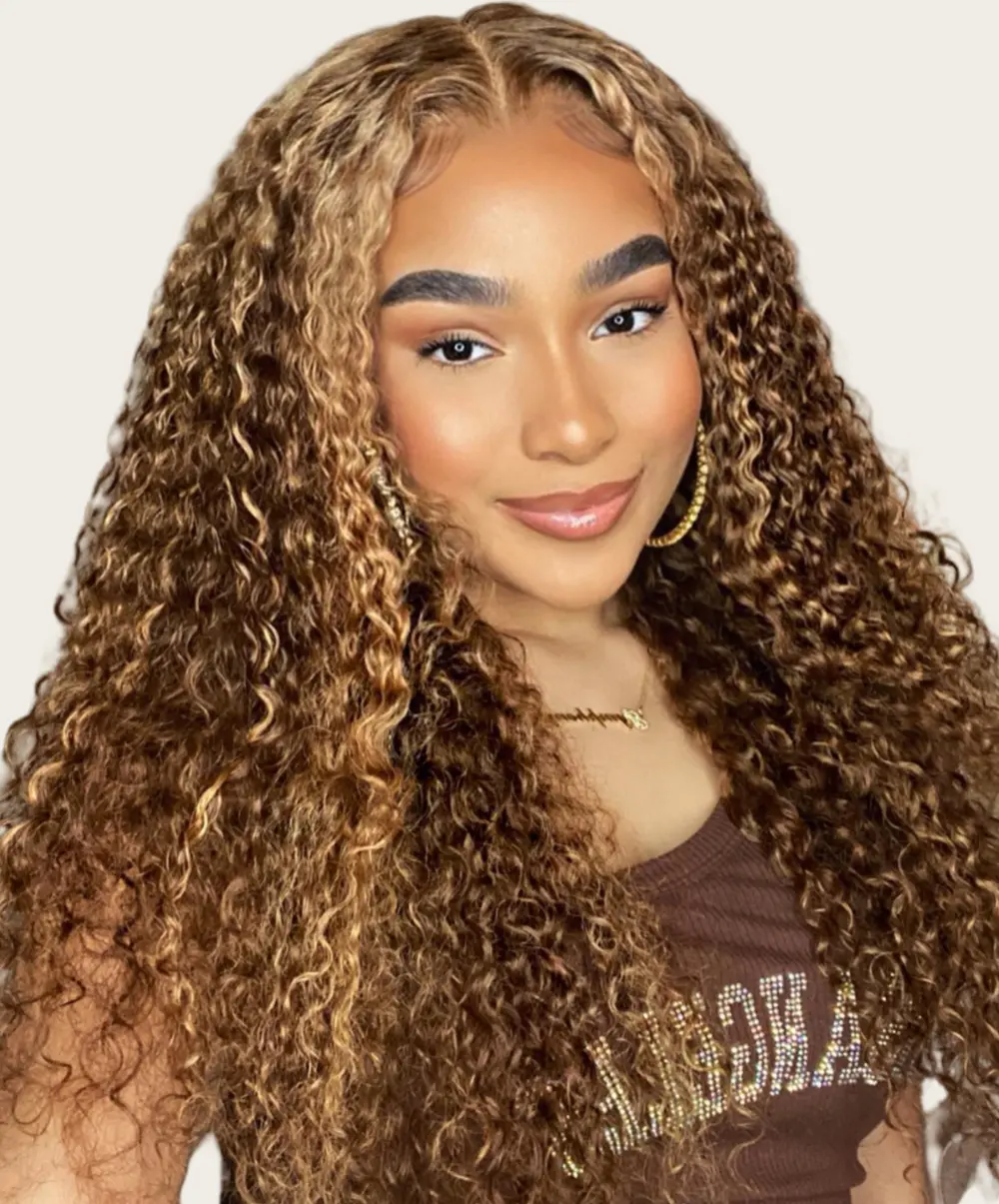 Asteria Hair Highlight Deep Wave Glueless Wig Ombre Ready To Go 7x5 Lace Closure Wigs P4/27 Colored Wigs Human Hair