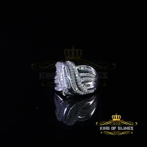 Skip to product information  King Of Bling's925 Sterling Silver 3.10ct White Cubic Zirconia Cocktail Womens Ring Size 7