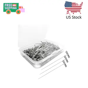 T Pins, 100Pack 1.5 inch Wig Pin, Stainless Steel T-pins for Blocking Knitting
