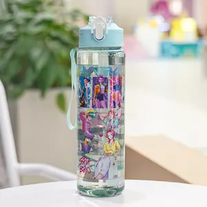 Portable Plastic Straw Water Cup, Outdoor Travel Drinking Mug for Teens
