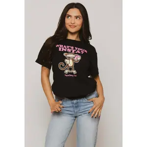 Instagram - Bobby Jack Boyfriend Rhinestone T-Shirt -Black