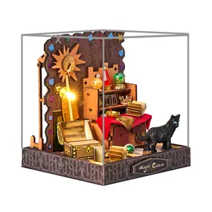 DIY Dollhouse Kit for Adults - Mini Handmade Wooden House with Room & Tabletop Decoration, Puzzle Assembly Craft, izable Dollhouse for Miniature Dolls (No Tools/Glue/Batteries)-Perfect, Valentine's & Holiday Gift