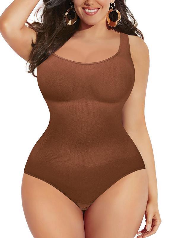 Women's Solid Square Neck Shapewear Bodysuit, Casual Sleeveless Shapewear Bodysuit for Daily Wear, Women's Shapewear Clothing for All Seasons Women's Solid Square Neck Shapewear Bodysuit, Casual Sleeveless Shapewear Bodysuit for Daily Wear, Women's Shapewear Clothing for All Seasons