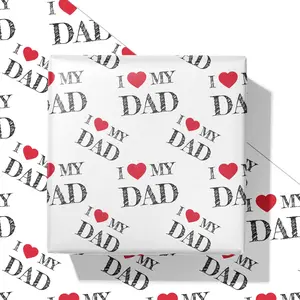 Father's Day Wrapping Paper for Men Dad Grandfather - White  Wrap With "I Love My Dad" and Heart Design for Father's Day Birthdays - 28x40 Inches, 4 Folded  Sheets