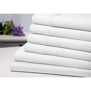 212 MAIN Full Size White Luxurious 6-Piece Solid Bamboo Sheets Set - Bamboo Cooling, Soft Microfiber Mix, Wrinkle-Free Soft Bed Sheets, Bamboo Cooling Sheets