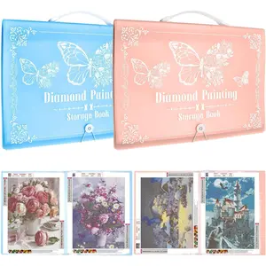 2 Pack A3  Painting Storage Book Handheld, 60 Pages  Art Portfolio, Large  Art Storage Folder Suitable for 12x16 inch  Painting (Pink + Blue)