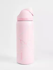 Owala Sugar Plum Fairy 32oz FreeSip Water Bottle, Holiday Edition Pink Insulated Stainless Steel Tumbler for Everyday Hydration Travel Gym and Winter Gift Giving