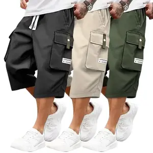 Men’s 3-Piece Shorts Set (Gray/Black/Khaki) — Angled Pockets — Versatile Casual Wear — Suitable for Everyday Use — Multi-Pocket Design with Side Cargo Pockets, Tagging Design