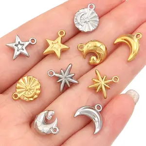 5pcs Stainless Steel Pendant Romantic Designer Star/Moon/Heart Charms For Jewelry Making DIY Necklace Earrings Accessories