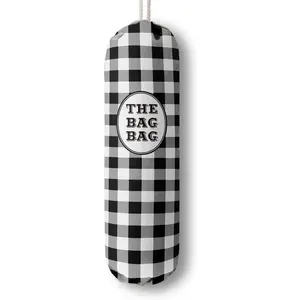 THE BAG BAG Plastic Bag Holder, Black and White Buffalo Check Plaid Grocery Bag Dispenser, Hanging Trash Bag Storage Organizer for Kitchen, Laundry Room, Pantry, Farmhouse Decor, Gifts For Grandma Mom