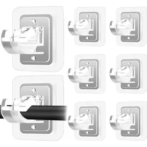 8PCS No Drill Curtain Rod Brackets Self Adhesive Curtain Rod Holder Hooks Nail Free Curtain Transparent Household Organiser Plastic Stainless Hangers