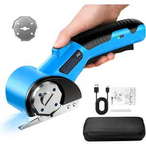 , 5V Cardboard Box Tool with Safety Lock & LED Light for Cardboard,, Box (Blue)