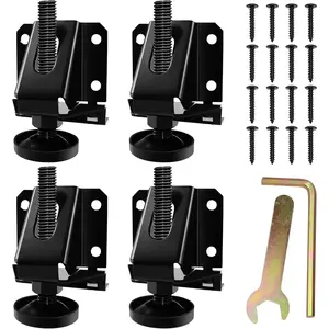 4 PCS Heavy Duty Adjustable Leveling Feet for Furniture, Hexagon Nuts Lock Furniture Leg Levelers for Table, Cabinets, Workbench, Shelving Units and More