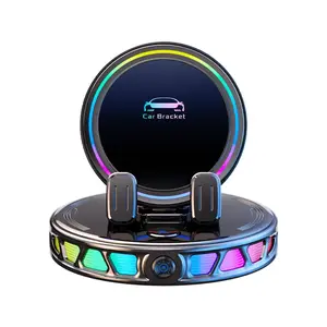 RGB Ambient Light with 360° Rotating Magnetic Wireless Car Charger Mount - Ultra-Stable Vacuum Suction & Auto-Lock Holder for Dashboard & Windshield, Fits iPhone & All Android Phones