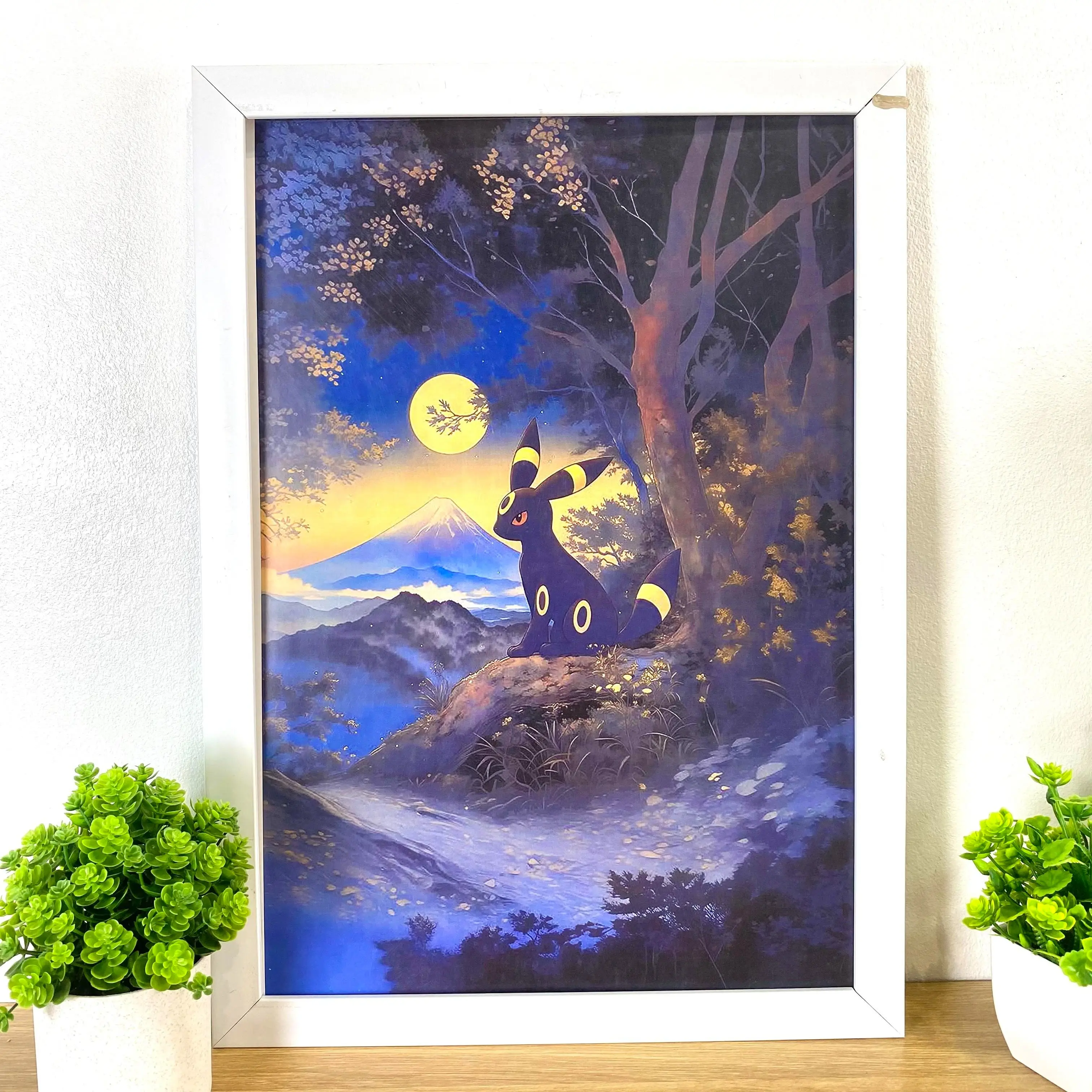 Umbreon Poster, Japanese Tapestry Style, Mount Fuji Japan, Anime, Gift Perfect, Bedroom Wall Art, Unframed Wall Art, Home Decor