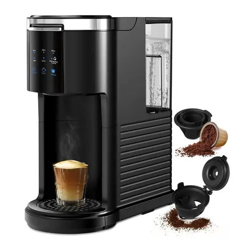 Havato 2-in-1 Compact Powerful Automated Coffee Maker Machine - Ground & Capsule Compatible, 6-14 Oz Brew Sizes, Mini Drip Espresso Machine with Auto Cleaning & Auto Shut-Off, Black, Household Items Kitchen Accessories