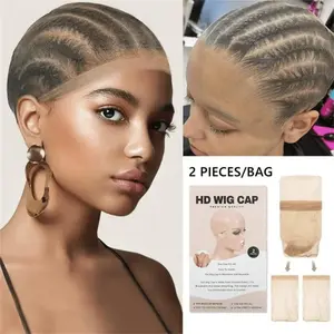 Megalook 2 Pcs/set Invisible and Breathable HD Wig Cap for Human Hair/Synthetic Wig Installations Easy to Wear Haircare Heatless Lightweight