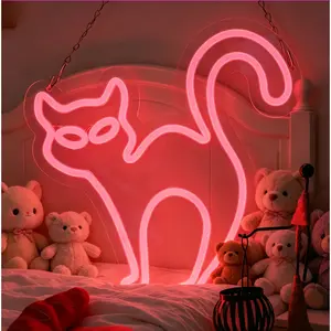 Cat-shaped LED neon light, USB-powered with adjustable brightness, perfect for Halloween, caves, game rooms, and as a gift for pet shops
