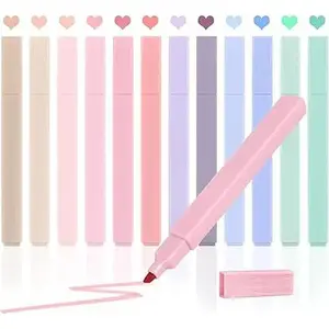 12-Piece Pastel No-Bleed Bible Highlighters, Cute Office Stationery Highlighter Marker Set, Writing & Correction Marker Pen