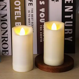 Battery Operated Candles 2"x4" Plastic Flickering Flameless Candles with Timer Outdoor Waterproof Wedding Party Halloween Christmas Birthday Decoration Gifts Realistic Slim Tall Pillar Candles