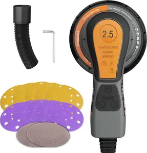 2.5mm Random Orbital Sander, 350W Brushless Motor Electric Palm Sander for Woodworking, 6 Variable Speeds to 10000RPM, Multi-function Sander with 6Inch Backing Plate, 10 Sanding Papers