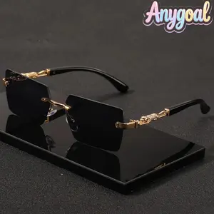 Anygoal Rimless Rectangle Sunglasses - Unisex, Gold Accent, UV400 Protection, Compact, Sunglasses for Women, Beach & Outdoor Activities Sports Eyewear glasses