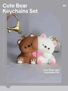 Cute Cartoon Bear Design Keychain, Mini Pendant, Couple Magnetic Keychain, Fashion Accessories for Women & Men, Trendy All-match & Exquisite Keychain for Birthday Gift, Keychain Bag Pendant