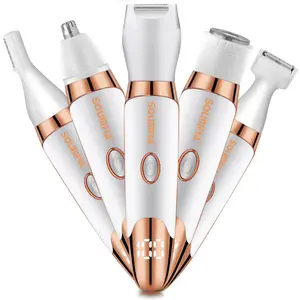 Solimpia 5 in 1 Electric Hair Removal Device for Women, Rechargeable Trimmer Kit with LCD Display, Ideal Valentine's Day Gift