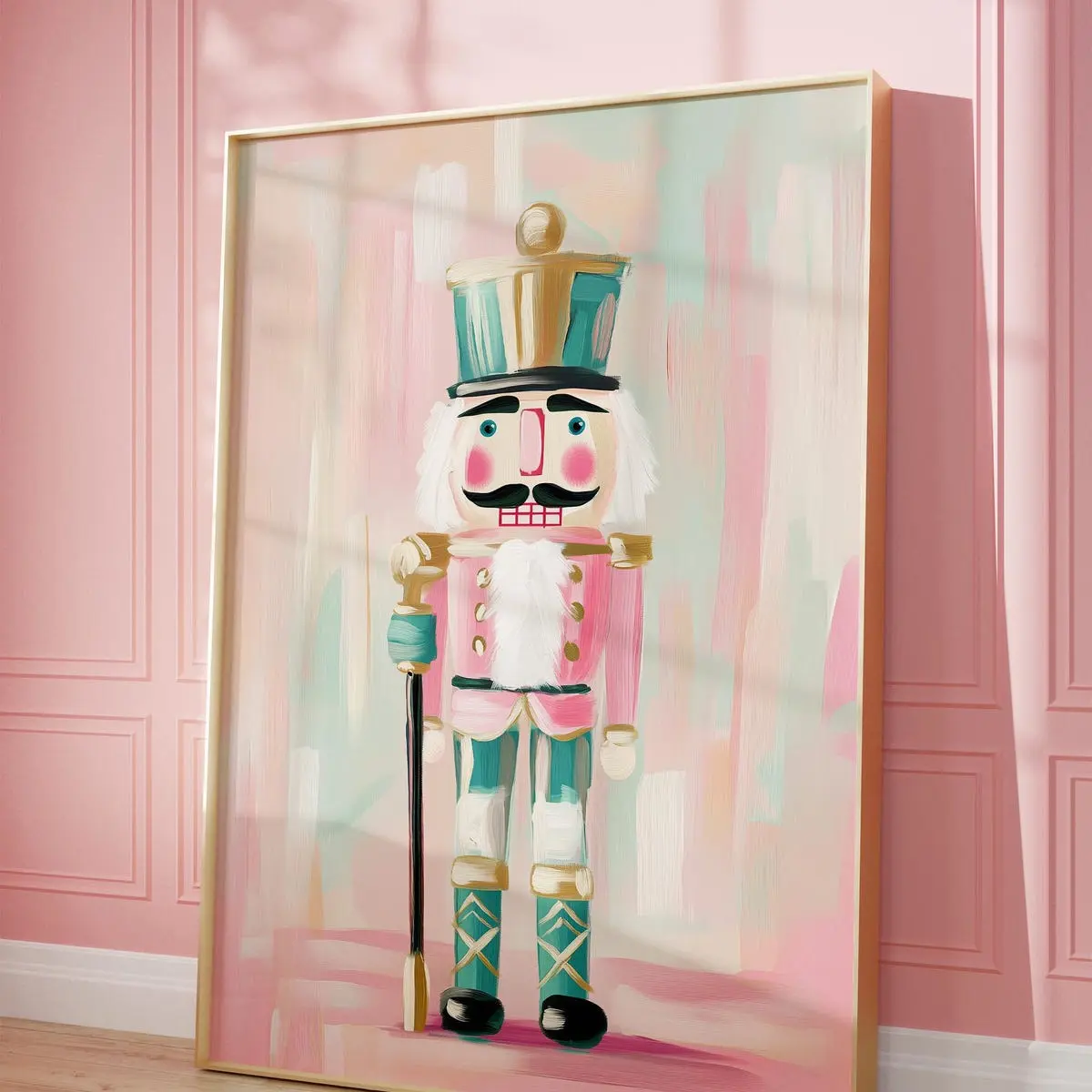 Unframed, Room Decor, Christmas Wall Art, Pastel Pink Nutcracker Print, Holiday Print, Trendy Pink Christmas Art, Home Wall Decor