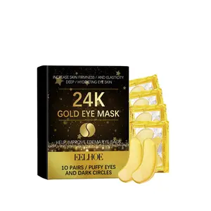 EELHOE 24K Gold Hydrogel Under Eye Patches, Collagen Hyaluronic Acid Hydrating Eye Mask, Brightening Soothing Gentle For Sensitive Skin