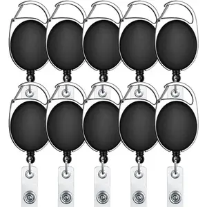 10pcs Retractable Badge Holders Retractable ID Badge Clips Badge Reels Retractable with Carabiner Reel Clip