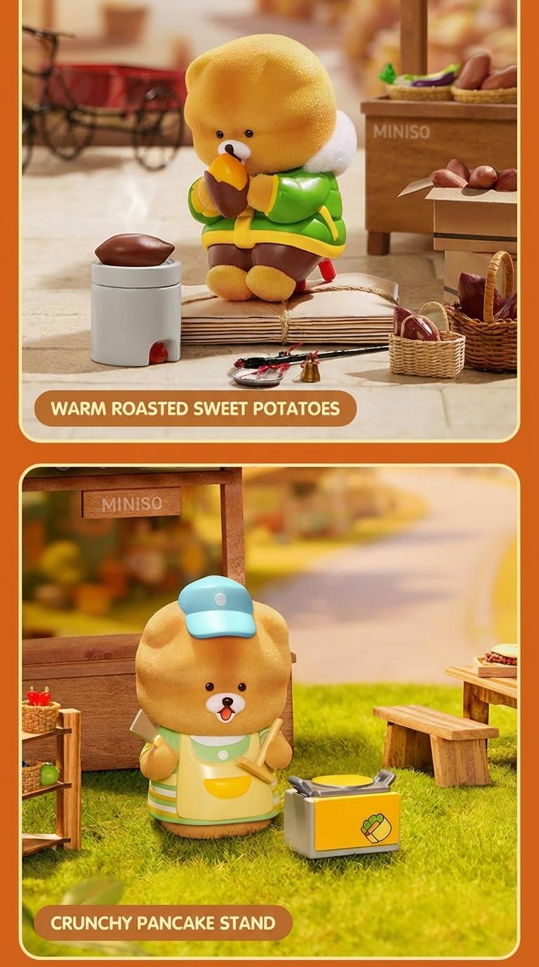MINISO Mochi “Pop Pop” scented snack stall series blind box—figurine ornament, gift, trendy collectible, new cute figure; ideal for gifting and personal collection.