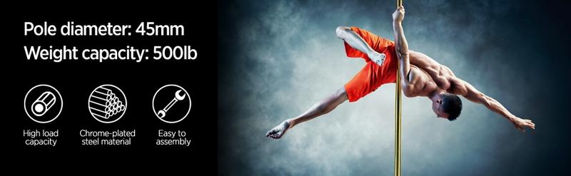 【Heavy Duty】Yaheetech Professional 45mm Portable Chrome Dance Pole, with 2 Modes Spinning Static Dancing Pole For Home Portable Removable Home Dancing Pole, Height Adjustable 7'-9' 【Heavy Duty】Yaheetech Professional 45mm Portable Chrome Dance Pole, with 2 Modes Spinning Static Dancing Pole For Home Portable Removable Home Dancing Pole, Height Adjustable 7'-9'