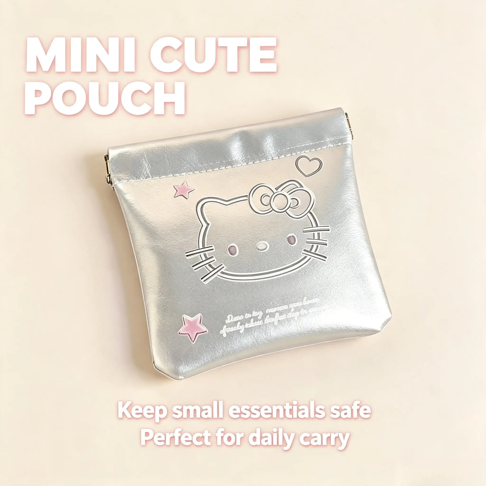2PCS Automatic Pop-up Pouch, Cute Mini Storage Bag, Waterproof PU Coin Purse, Portable Earphone Lipstick Charger Cosmetic Bag, Travel Small Accessories Organizer