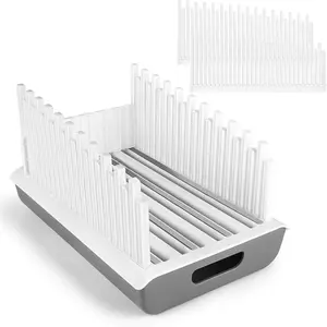 Bread Slicer Guide for Homemade Bread with 304 Stainless Steel Sheet and Storage Tray, 3-Slice Thickness Adjustable Width for Cake, Bagels and Toast