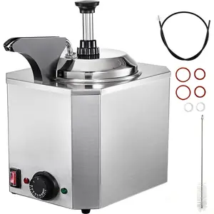 VEVOR Cheese Dispenser with Pump, 2.6 Qt Capacity Cheese Warmer, Stainless Steel Hot Fudge Warmer with Pump 650W Cheese Dispenser, 30 - 110 Temp Adjustable, for Hot Fudge Cheese Caramel