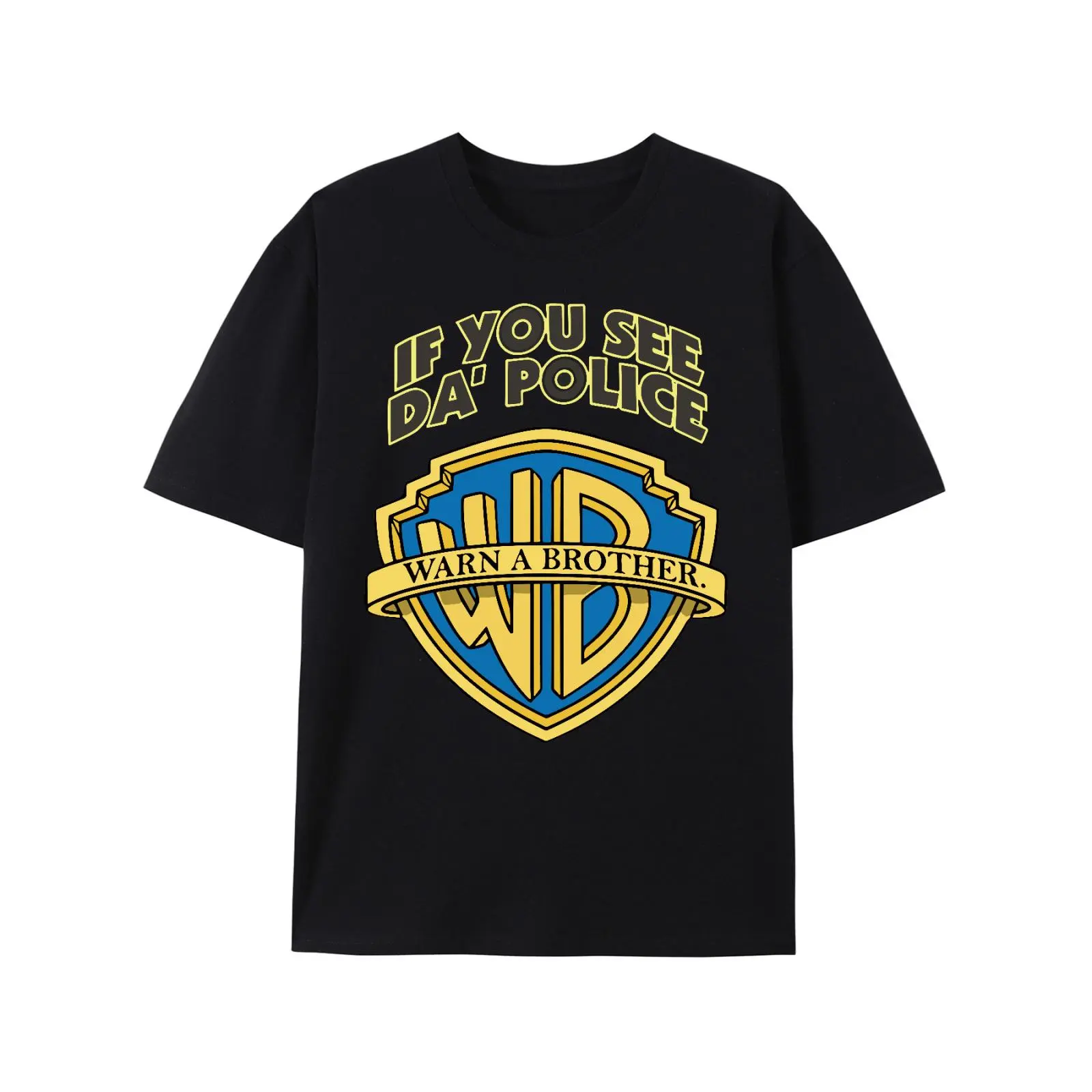 [Funny Graphic Brother T-shirt] if you see the police warn a brother T-shirt 340219   funny Men’s Short Sleeve Graphic T-shirt Collection black PR