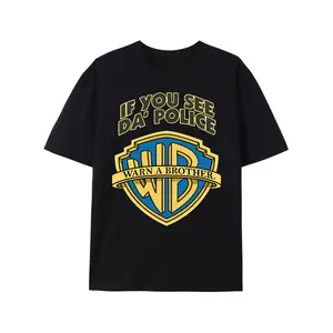 [Funny Graphic Brother T-shirt] if you see the police warn a brother T-shirt 340219   funny Men’s Short Sleeve Graphic T-shirt Collection black PR