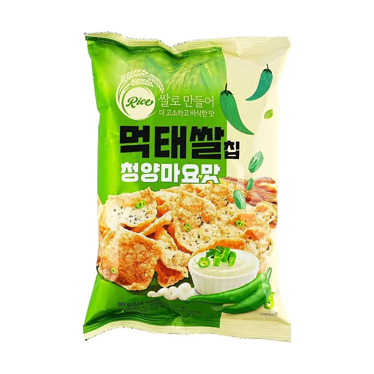 JAYONE Korean Cheongyang Pepper Mayo Rice Crackers - Crispy Savory Snack 60g