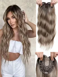 🔥Instant Wavy Hair Confidence! 22" Wavy Hair Topper with Bangs | Premium Synthetic | Clip-In for Thinning Hair | Seamless Blend & Volume Boost