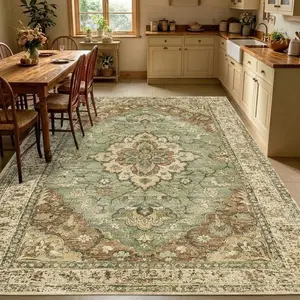 Yellow Bohemian living room rug with a velvet print—soft and comfortable, slip-resistant and durable—ideal for bedrooms, living rooms, dorm rooms, cottages, dining rooms, entryway mats, and home decor.