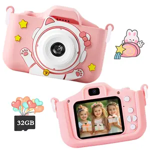 Cute Space Cat Kids Digital Camera, 2 Inch Screen, HD Video Recorder, Perfect Birthday Gift for Ages 3-12, Includes 32GB SD Card, Portable Digital Camera