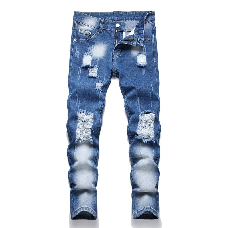 Boy's Skinny Fit Ripped Destroyed Distressed Fashion Kids Denim Pants Jeans